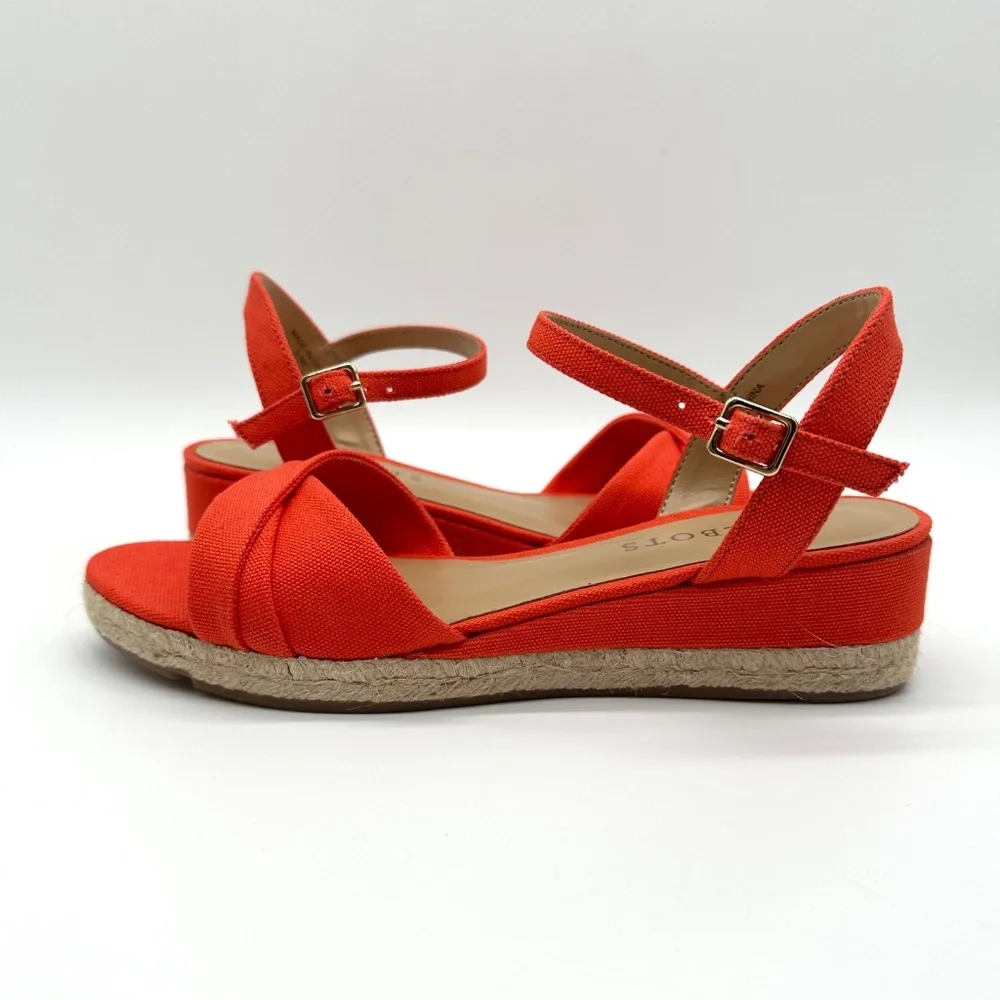 Talbots Pamela Twist Canvas Espadrille Wedges Bright Papaya